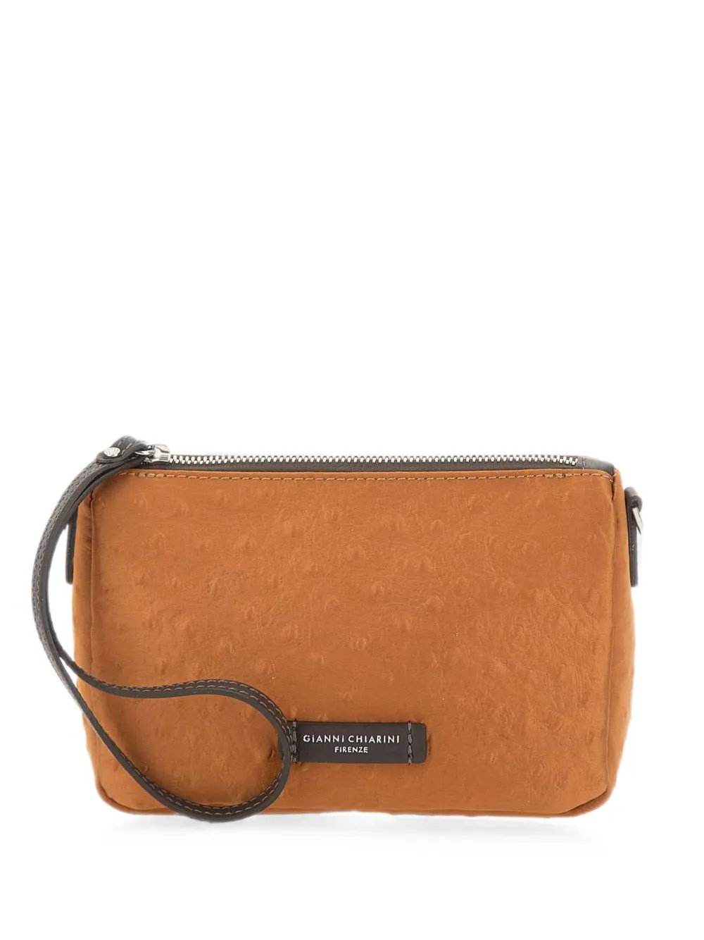 GIANNI CHIARINI Nora ostrich-effect clutch bag - Orange