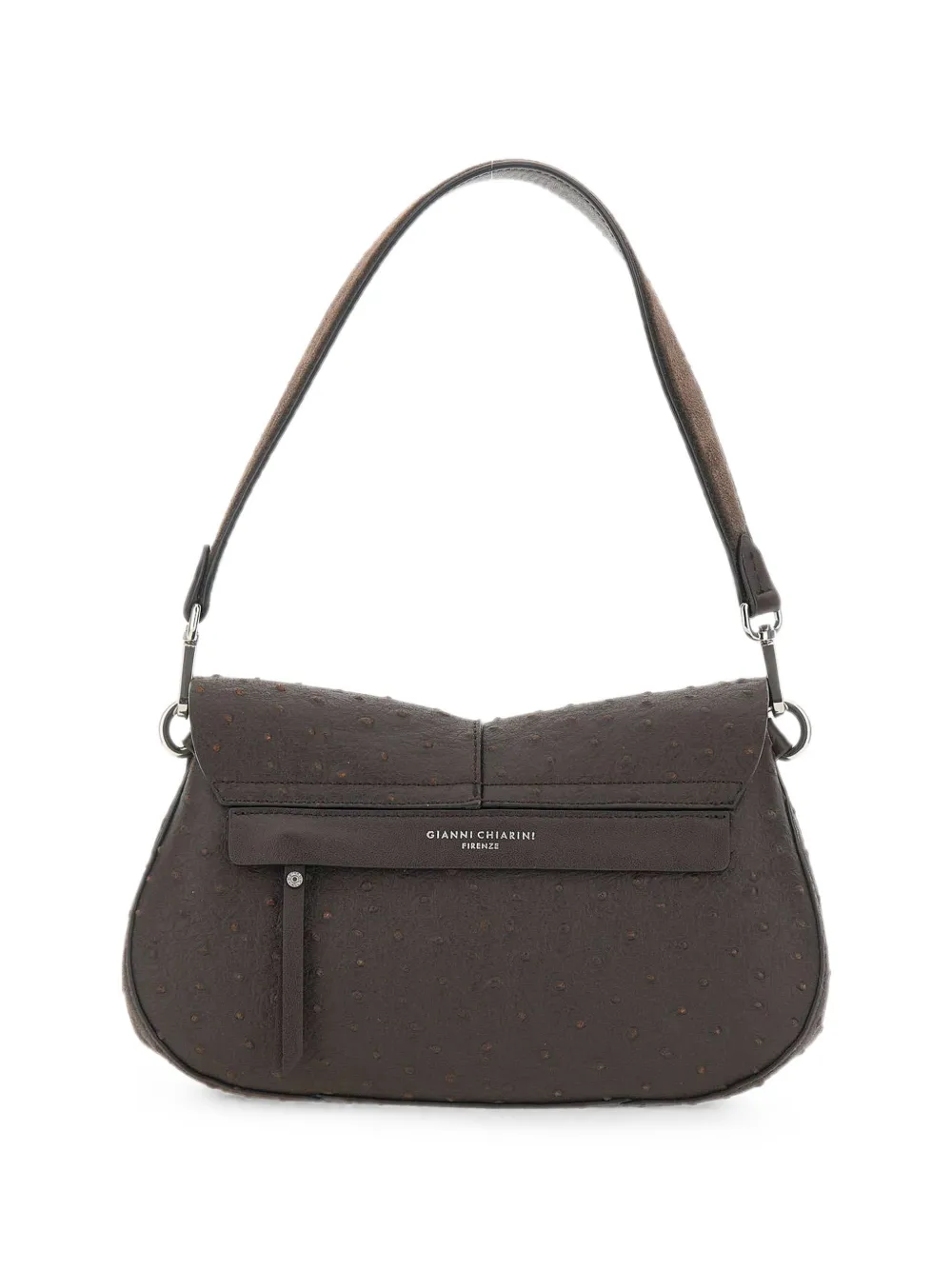GIANNI CHIARINI medium Helena Round ostrich-effect shoulder bag - Marrone