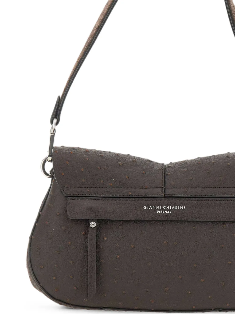 GIANNI CHIARINI Medium Helena Round schoudertas met struisvogel-effect Bruin
