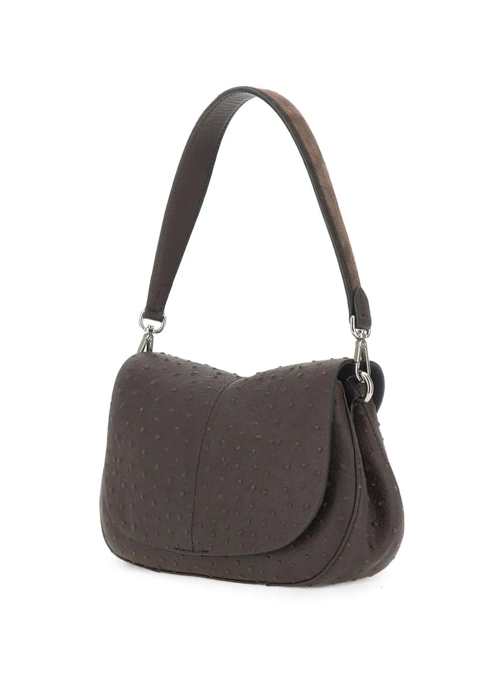 GIANNI CHIARINI Medium Helena Round schoudertas met struisvogel-effect Bruin