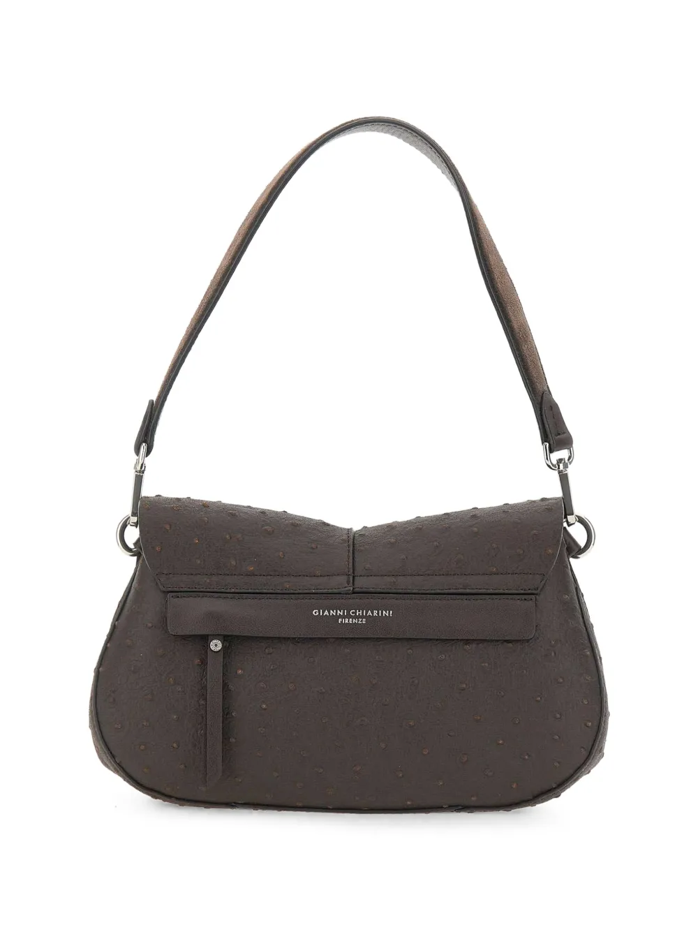 GIANNI CHIARINI medium Helena Round ostrich-effect shoulder bag - Marrone
