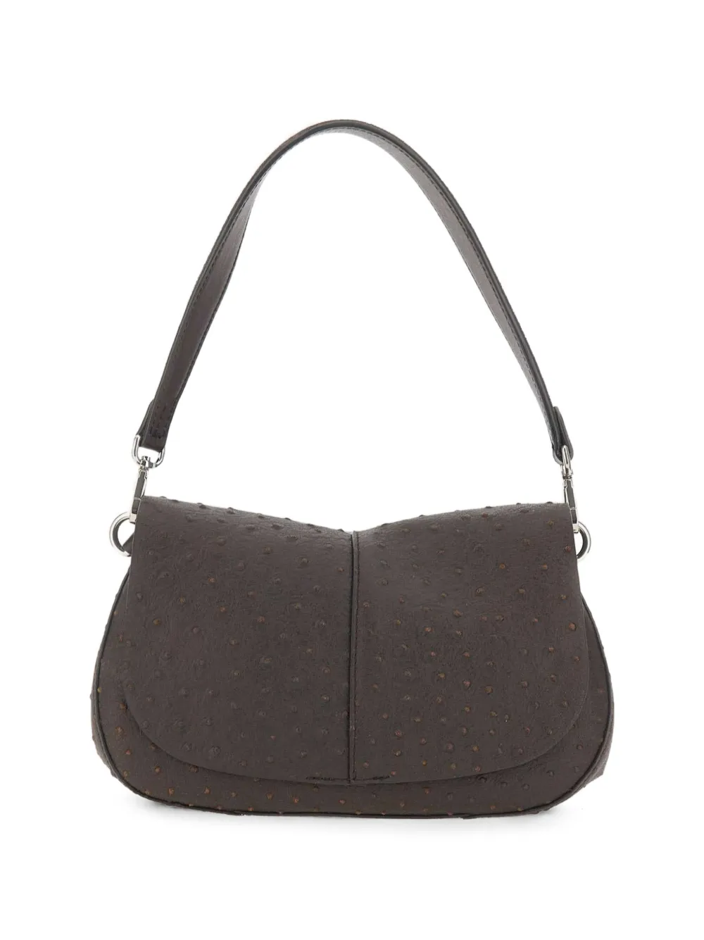 GIANNI CHIARINI Medium Helena Round schoudertas met struisvogel-effect Bruin