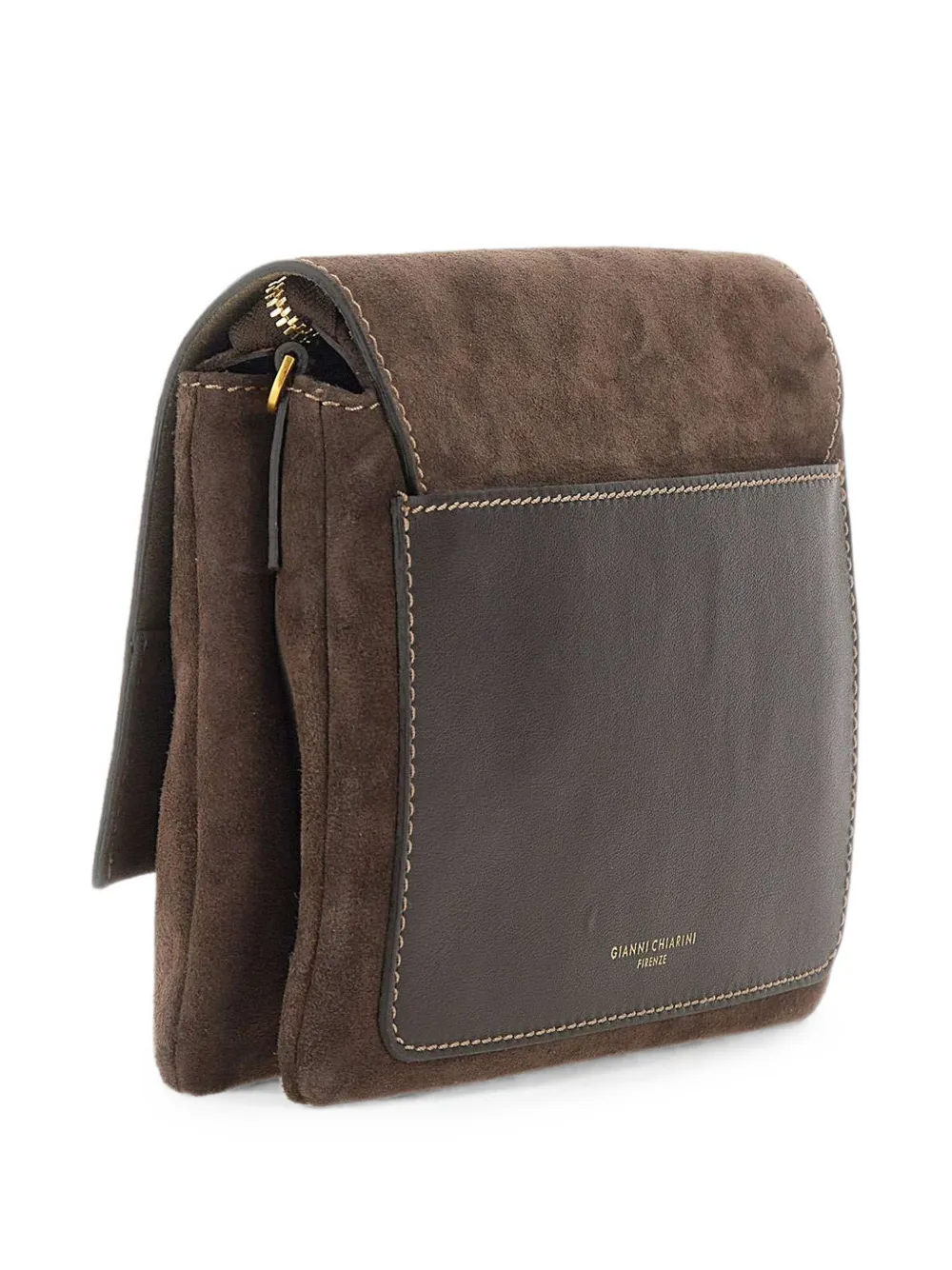 GIANNI CHIARINI Kleine Three suède schoudertas Bruin