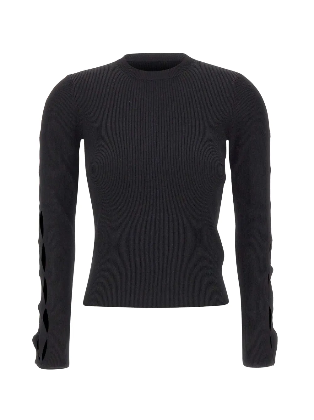kaos ribbed-texture braided-sleeve sweater - Nero