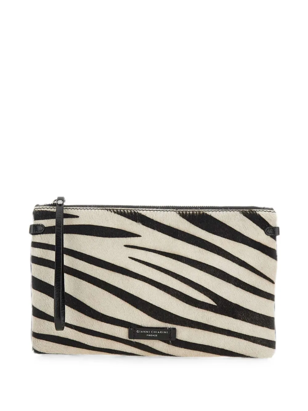 GIANNI CHIARINI Hermy zebra-print clutch bag - Toni neutri