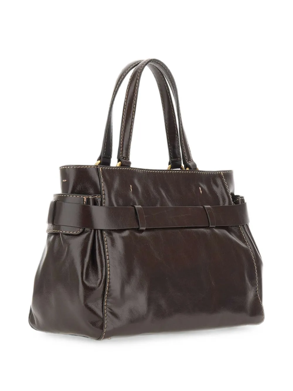 GIANNI CHIARINI Miranda leren shopper met ceintuur Bruin
