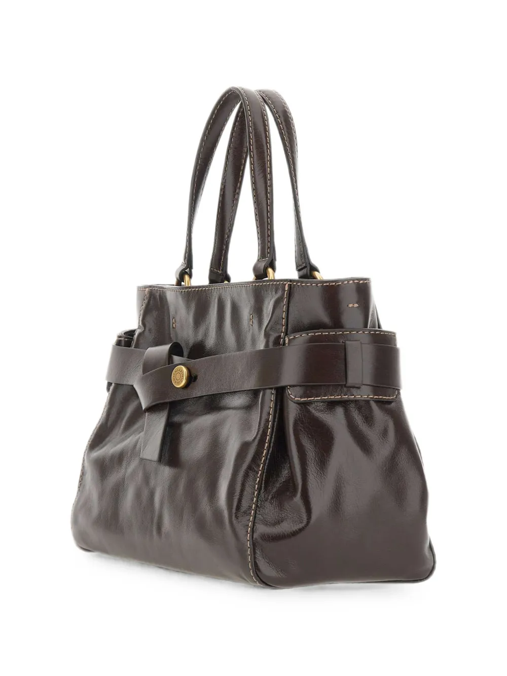 GIANNI CHIARINI Miranda leren shopper met ceintuur Bruin