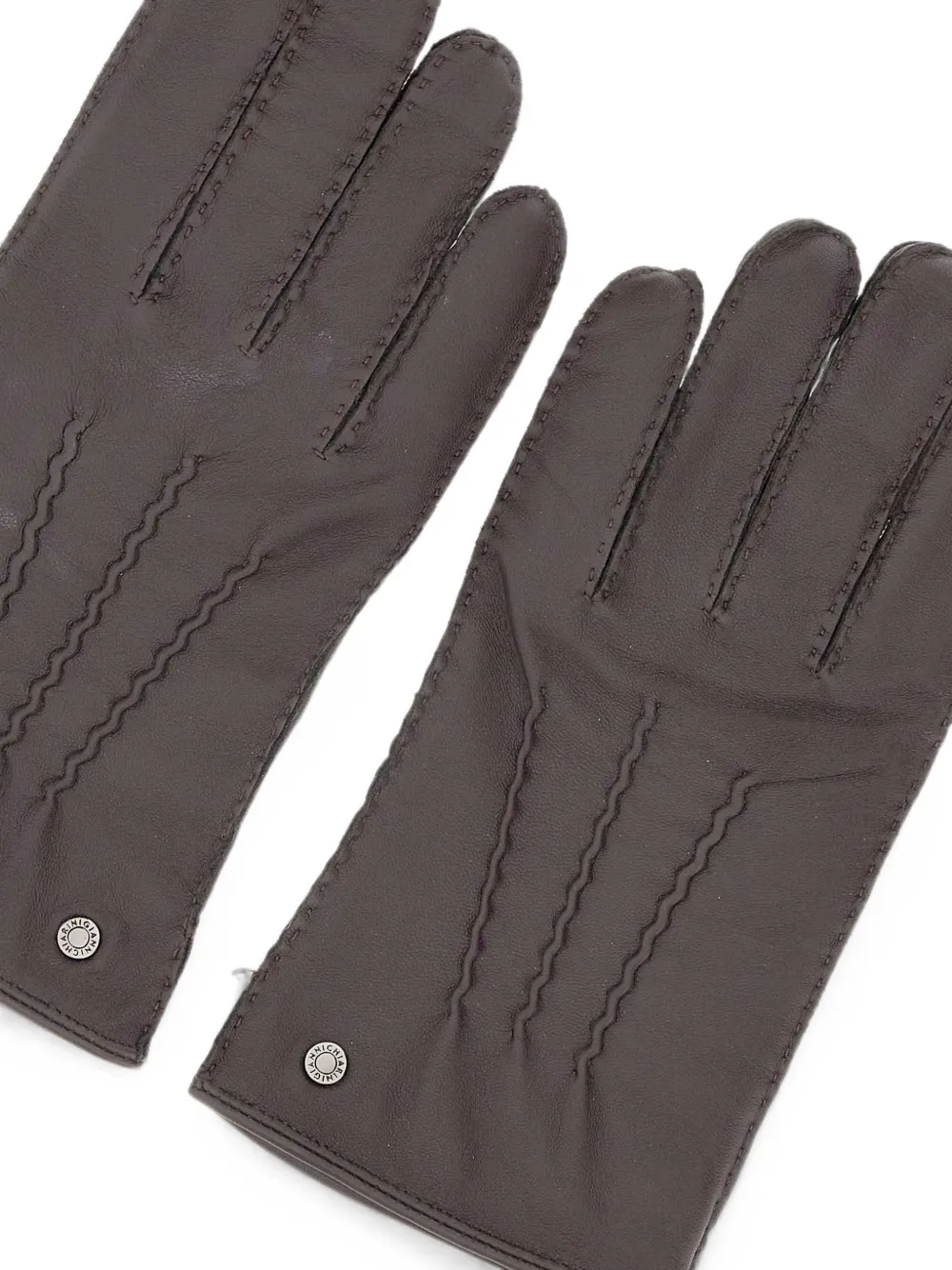GIANNI CHIARINI Leren handschoenen met stiksels Bruin
