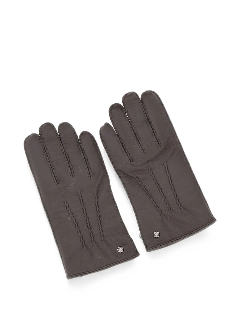 GIANNI CHIARINI Leren handschoenen met stiksels Bruin