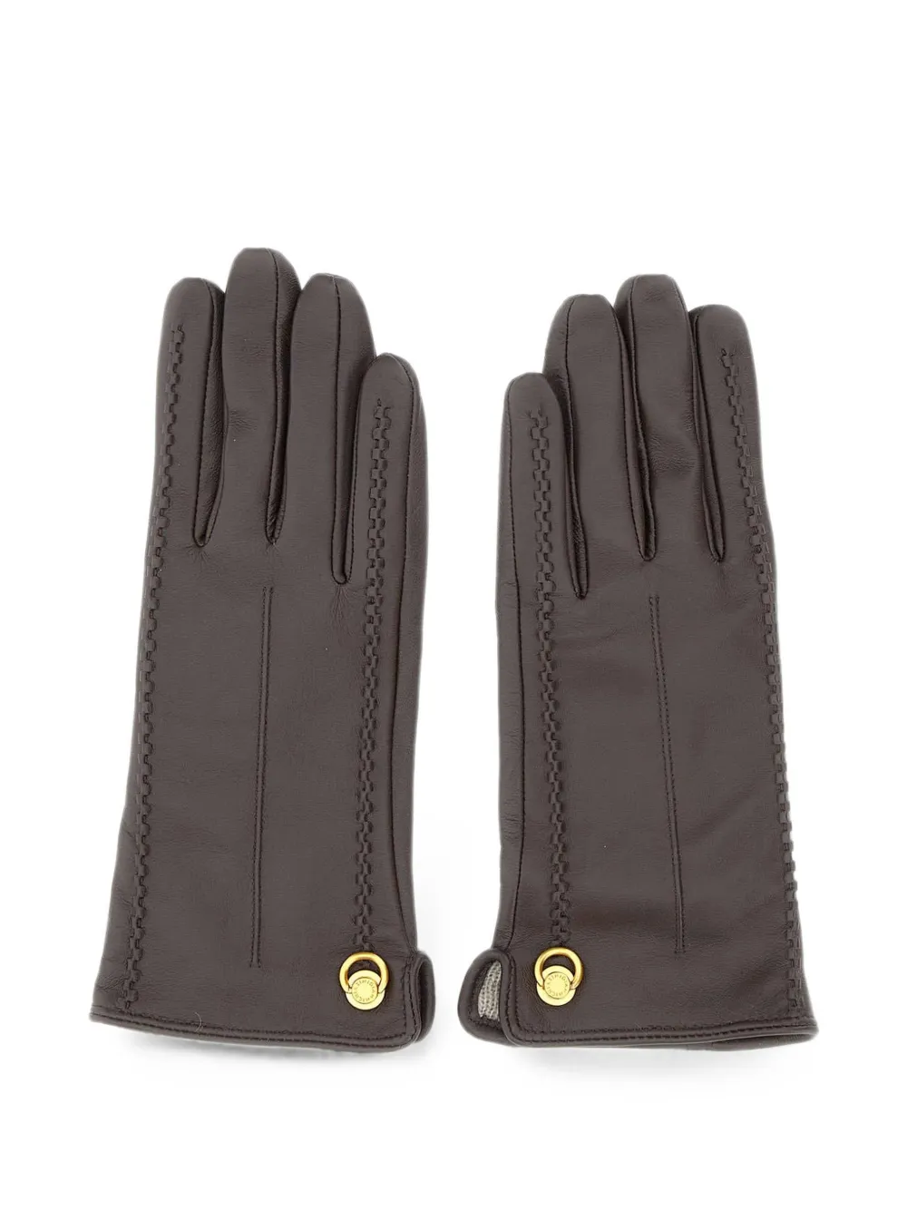 GIANNI CHIARINI Suède handschoenen met ringlets met logo Bruin