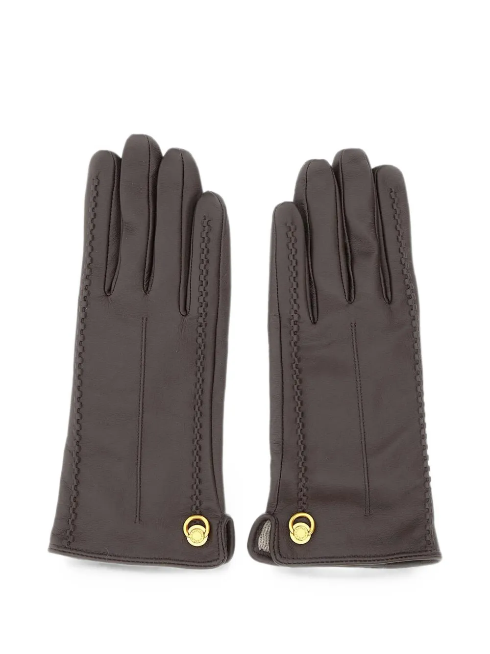 GIANNI CHIARINI logo-rivet leather gloves - Braun