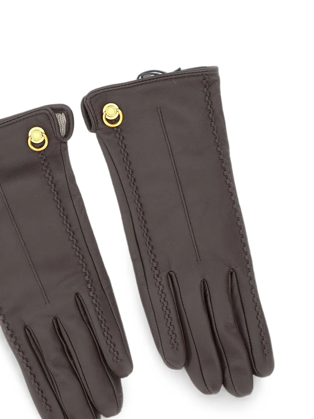 GIANNI CHIARINI Suède handschoenen met ringlets met logo Bruin