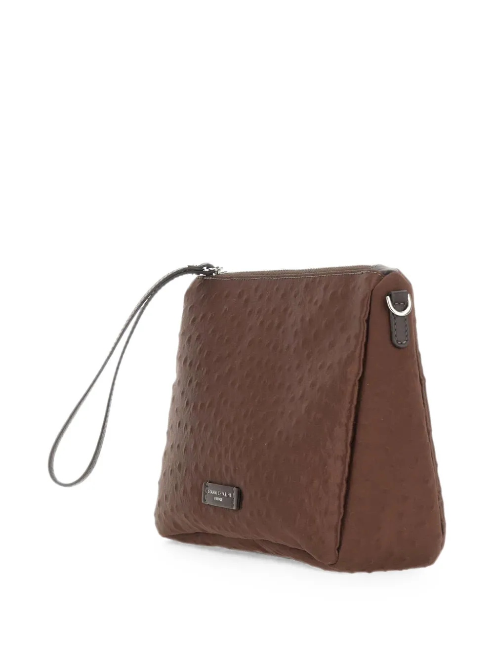 GIANNI CHIARINI Nora Pouch clutch met struisvogel-effect Bruin