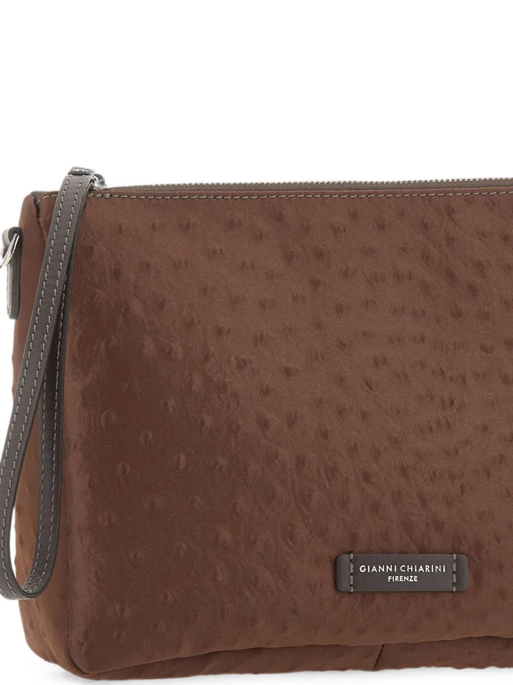 GIANNI CHIARINI Nora Pouch clutch met struisvogel-effect Bruin
