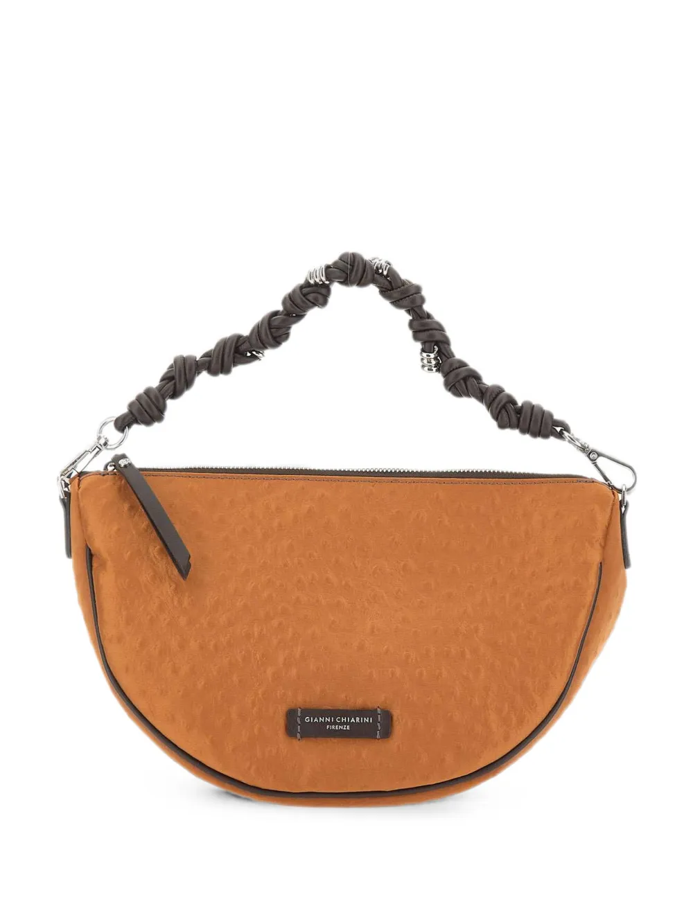 GIANNI CHIARINI small Cleo ostrich-effect shoulder bag - Orange