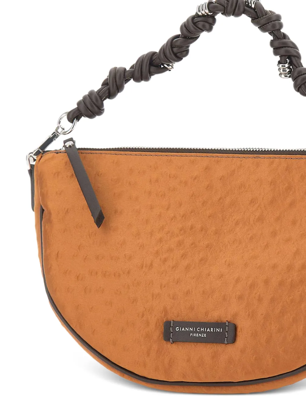 GIANNI CHIARINI Kleine Cleo schoudertas met struisvogel-effect Oranje