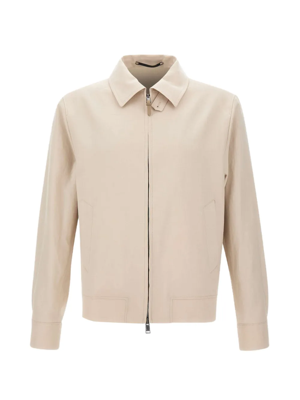 BOSS Slim-fit zip-up linen jacket - Toni neutri