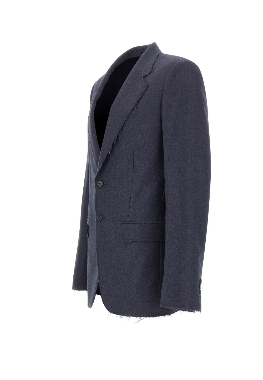MM6 Maison Margiela Blazer met enkele rij knopen en franje Blauw