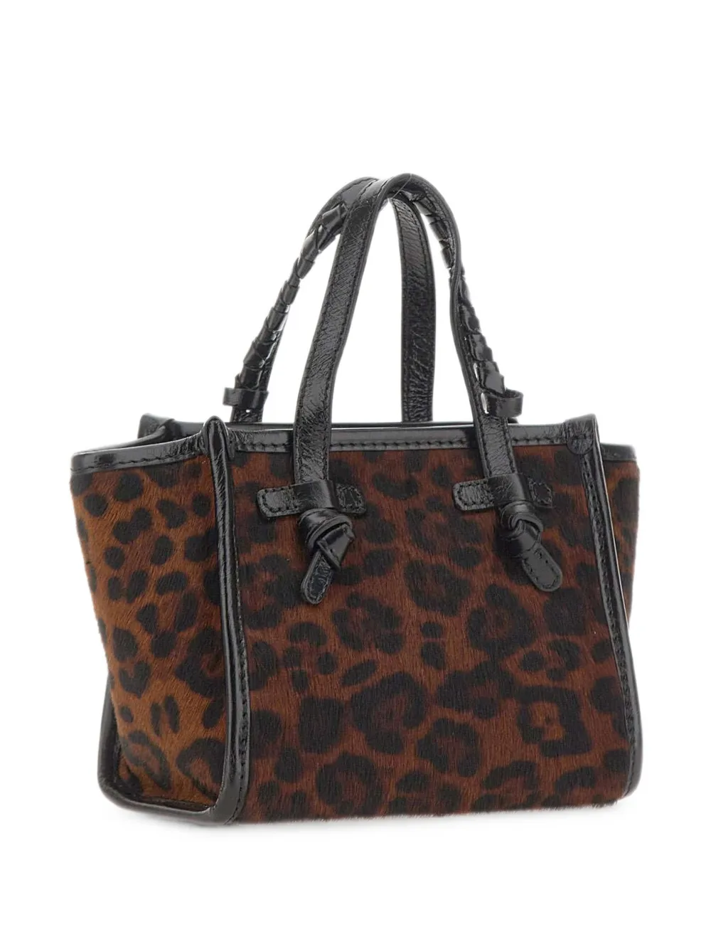 MARCELLA CLUB Miss Marcella leren schoudertas met dierenprint Bruin