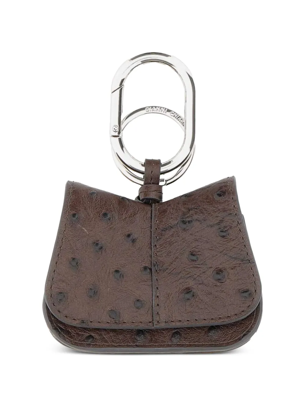 GIANNI CHIARINI Helena ostrich-effect keyring - Braun
