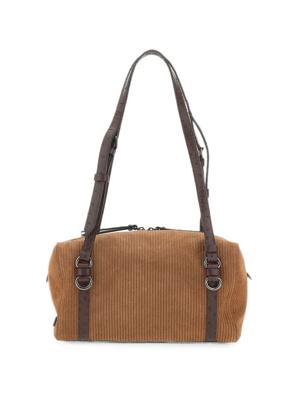 GIANNI CHIARINI Terry ribbed-suede shoulder bag - Braun