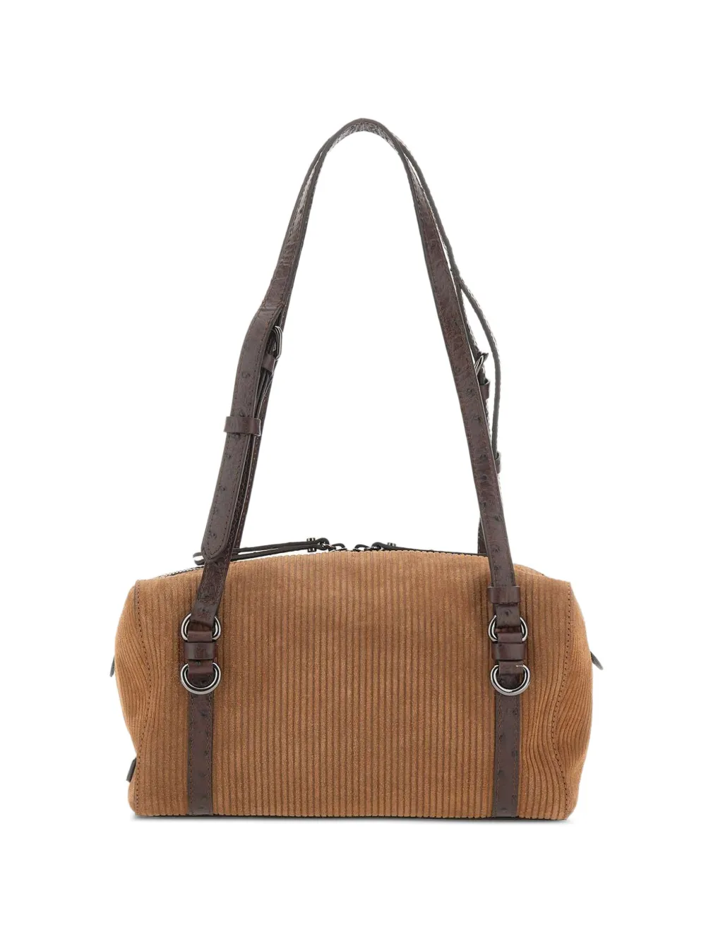 GIANNI CHIARINI Terry ribbed-suede shoulder bag - Marrone