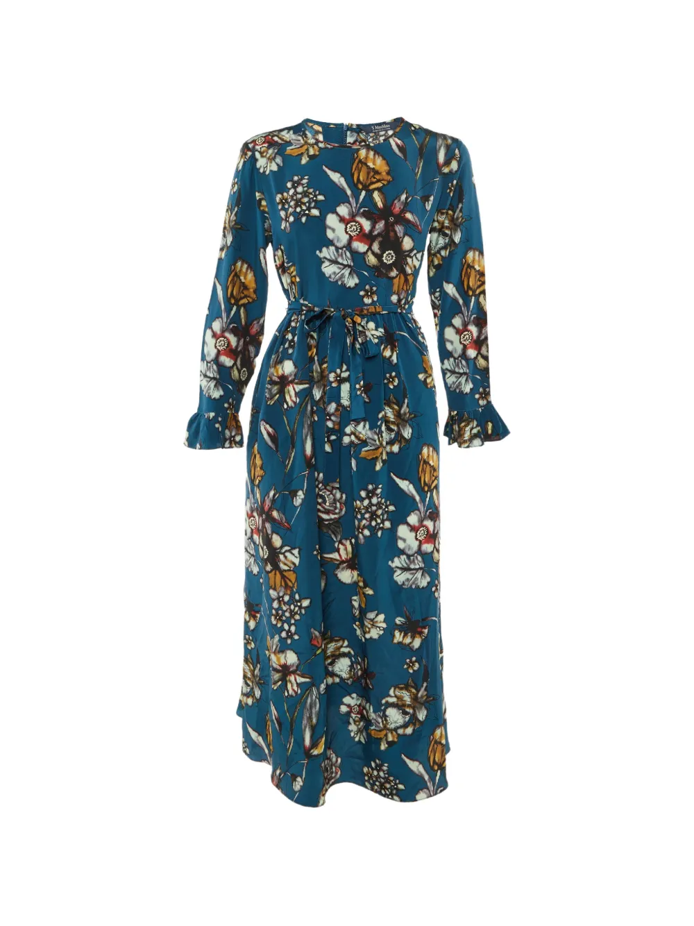 'S Max Mara floral-print silk midi dress - Blau