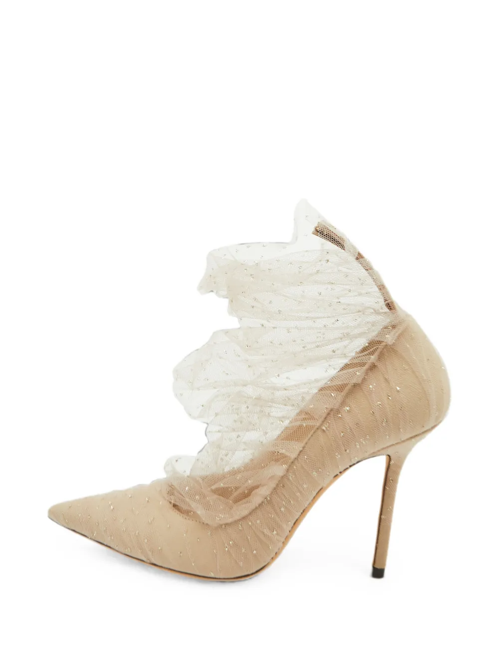 Jimmy Choo Pre-Owned Lavish glittered mesh pumps - Nude
