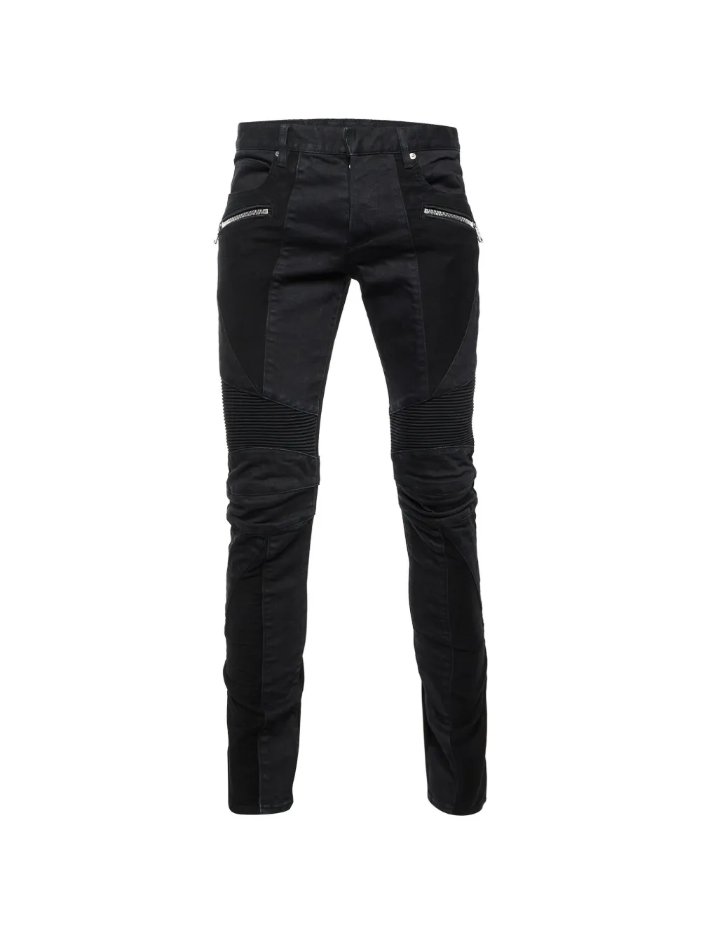 Pre-owned Balmain Ribbed Knee Skinny Jeans In Black