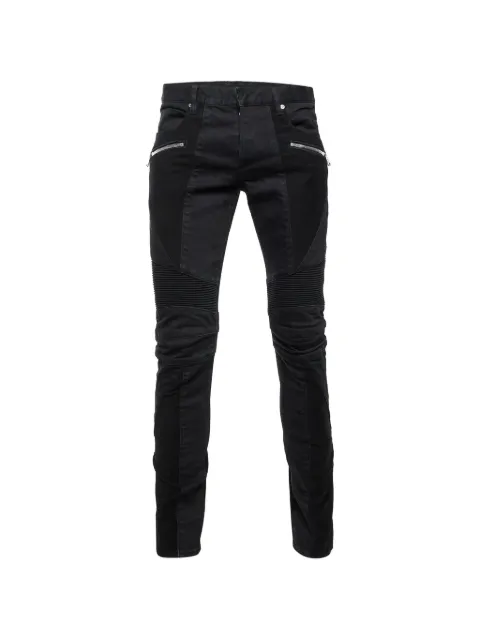 Balmain Pre-Owned ribbed knee skinny jeans
