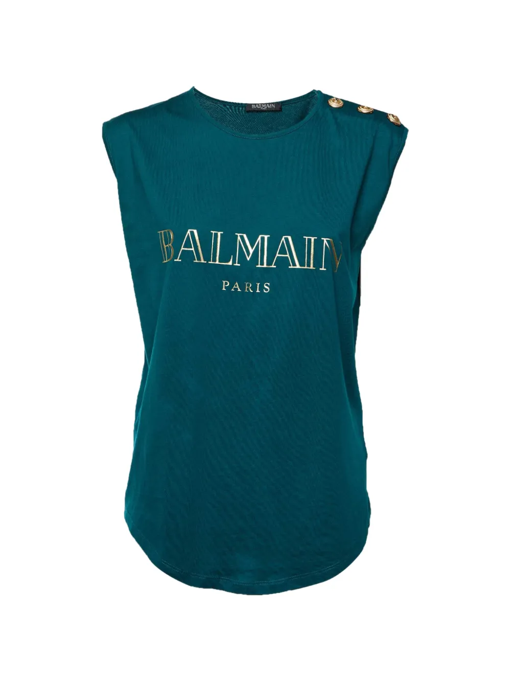 Balmain Pre-Owned logo-print sleeveless button-detail tank top - Grün