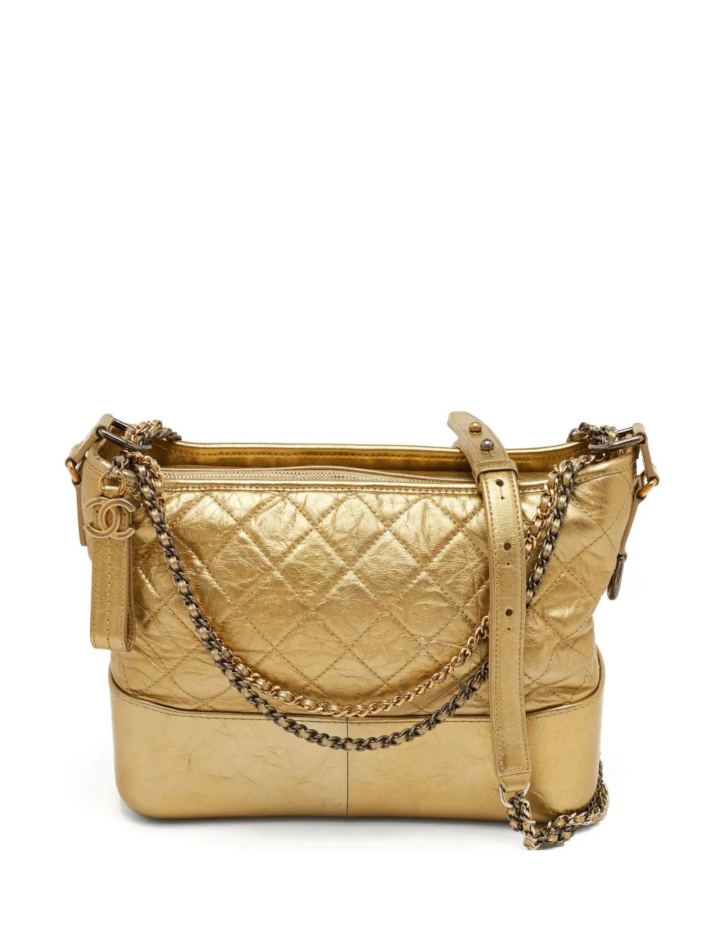 CHANEL Pre-Owned 2017-2018 large Gabrielle quilted shoulder bag - Gold