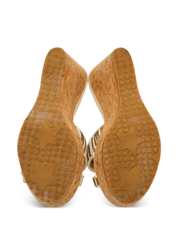 〈極美品〉JIMMY CHOO【24cm】PANDORA ウェッジサンダル Jimmy Choo Pre-Owned Pandora Wedge Sandals | Neutrals | FARFETCH