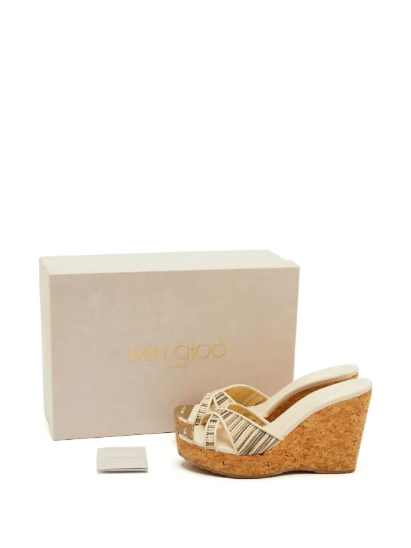 Jimmy Choo Pre-Owned Pandora Wedge Sandals | Neutrals | FARFETCH