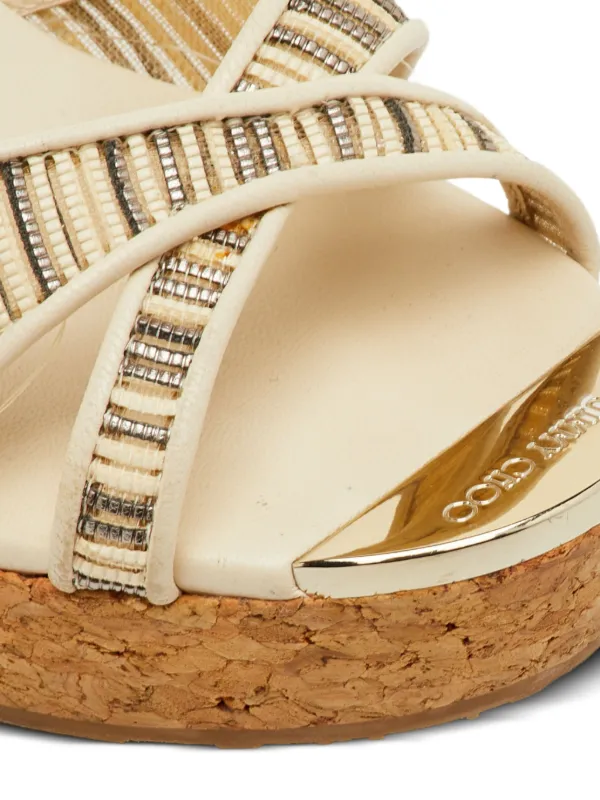 〈極美品〉JIMMY CHOO【24cm】PANDORA ウェッジサンダル Jimmy Choo Pre-Owned Pandora Wedge Sandals | Neutrals | FARFETCH