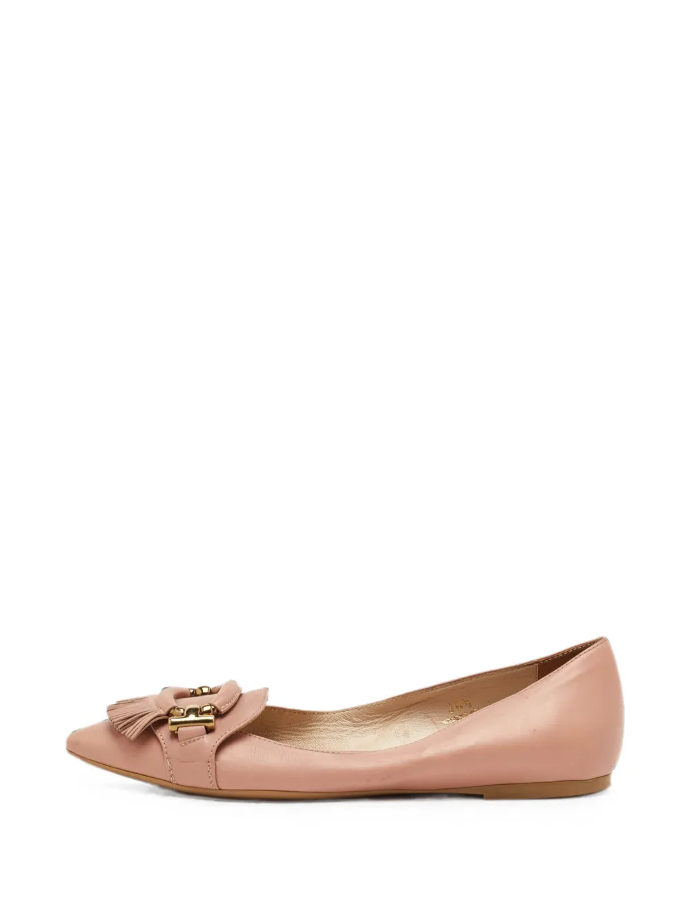 Tod's Vintage fringe leather ballet flats - Rosa