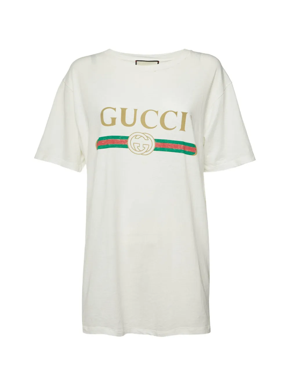 Gucci Pre-Owned logo-print distressed T-shirt - Bianco