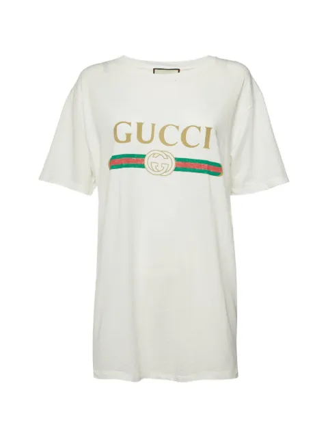 Gucci Pre-Owned playera con logo estampado y efecto envejecido