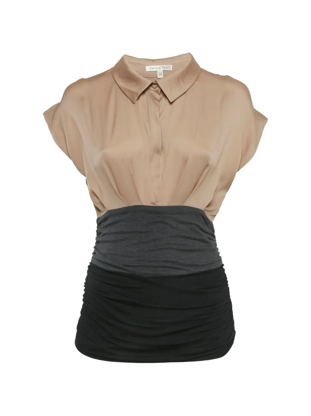 Paule Ka ruched satin-panel top - Toni neutri