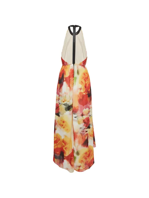 Alice + Olivia Chiffon leather-trim Maxi Dress | Orange