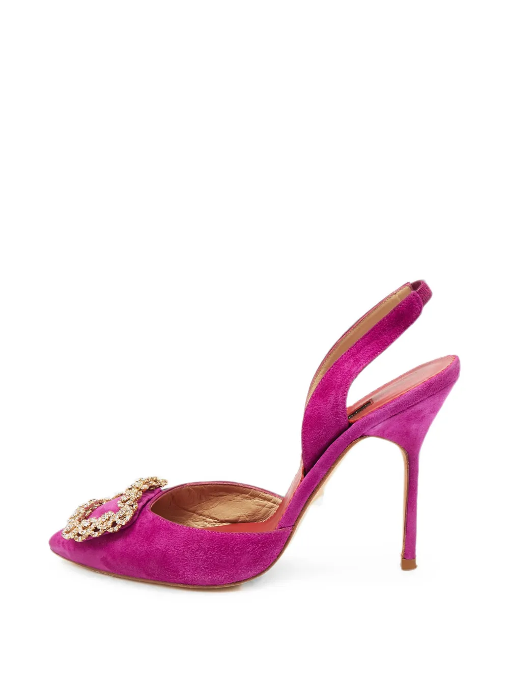 Carolina Herrera Vintage embellished-buckle slingback pumps - Rosa