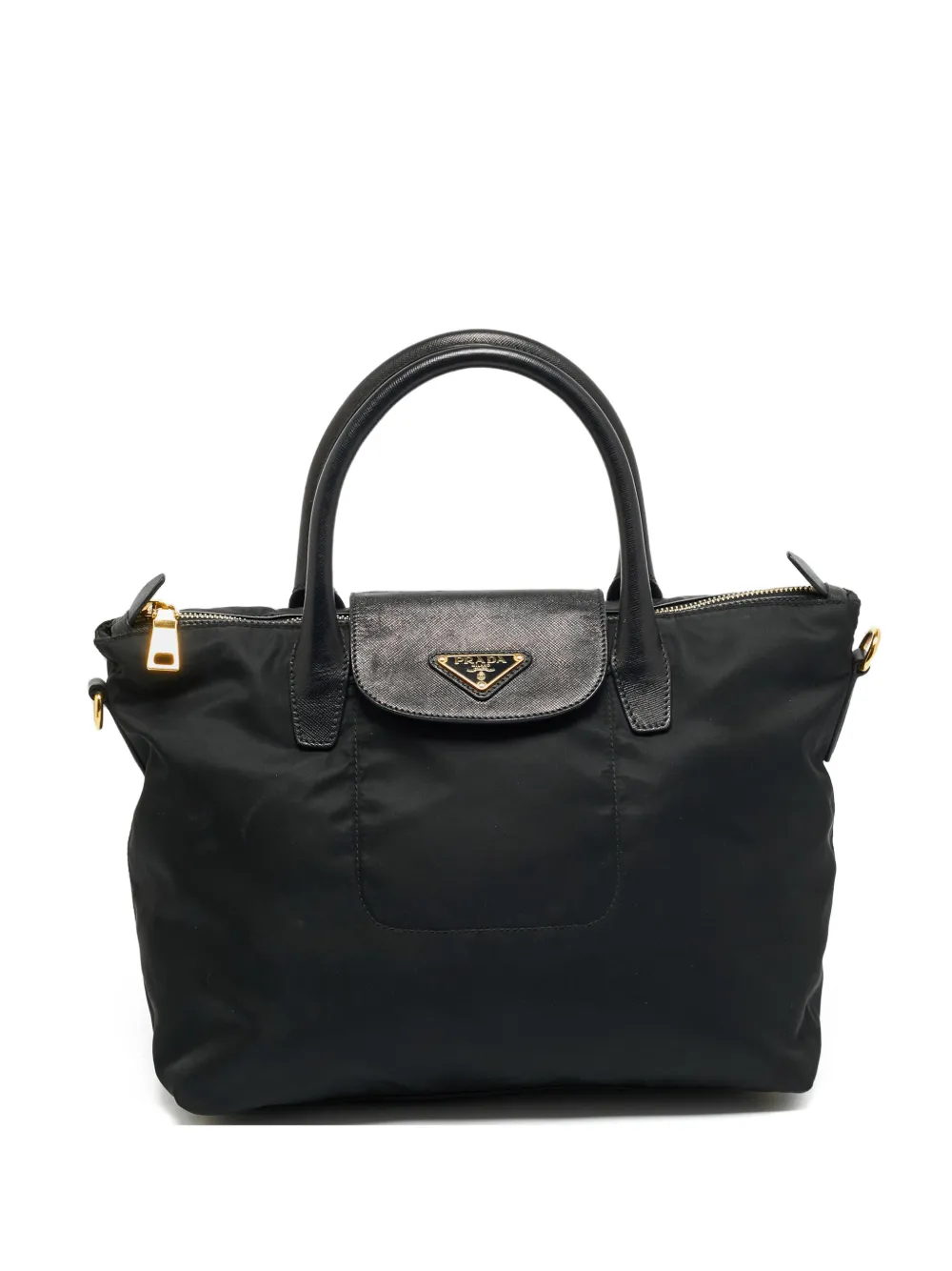 Prada Pre-Owned leather-trim tote bag - Nero