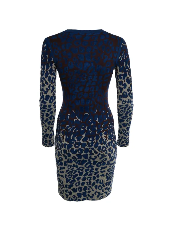 jacquard knit mini dress Lanvin Pre-Owned 2015 leopard-print jacquard-knit | Blue Womens dresses