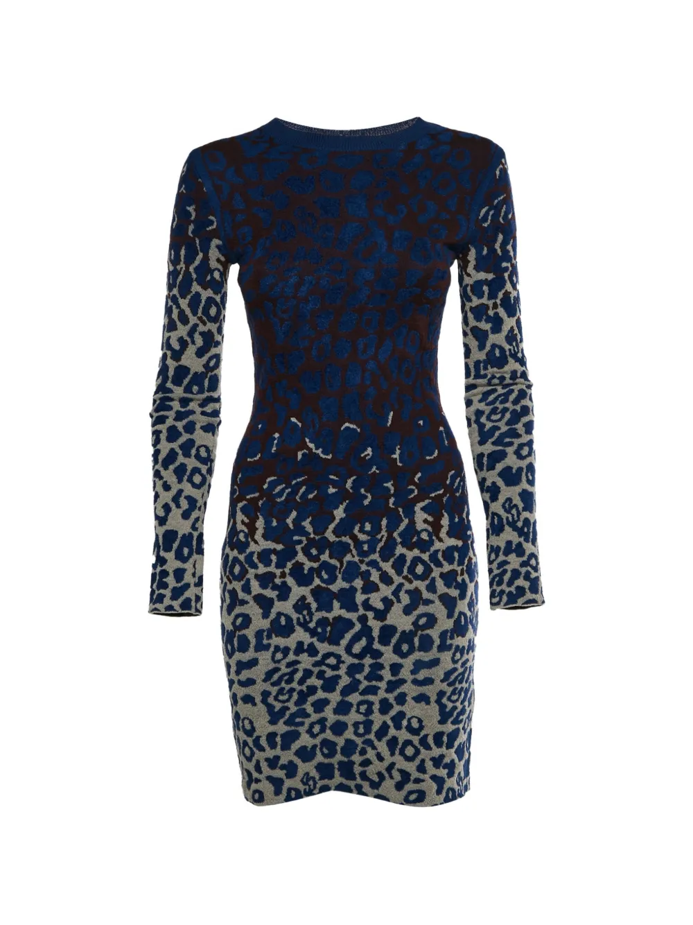 Lanvin Pre-Owned 2015 leopard-print jacquard-knit mini dress - Blu