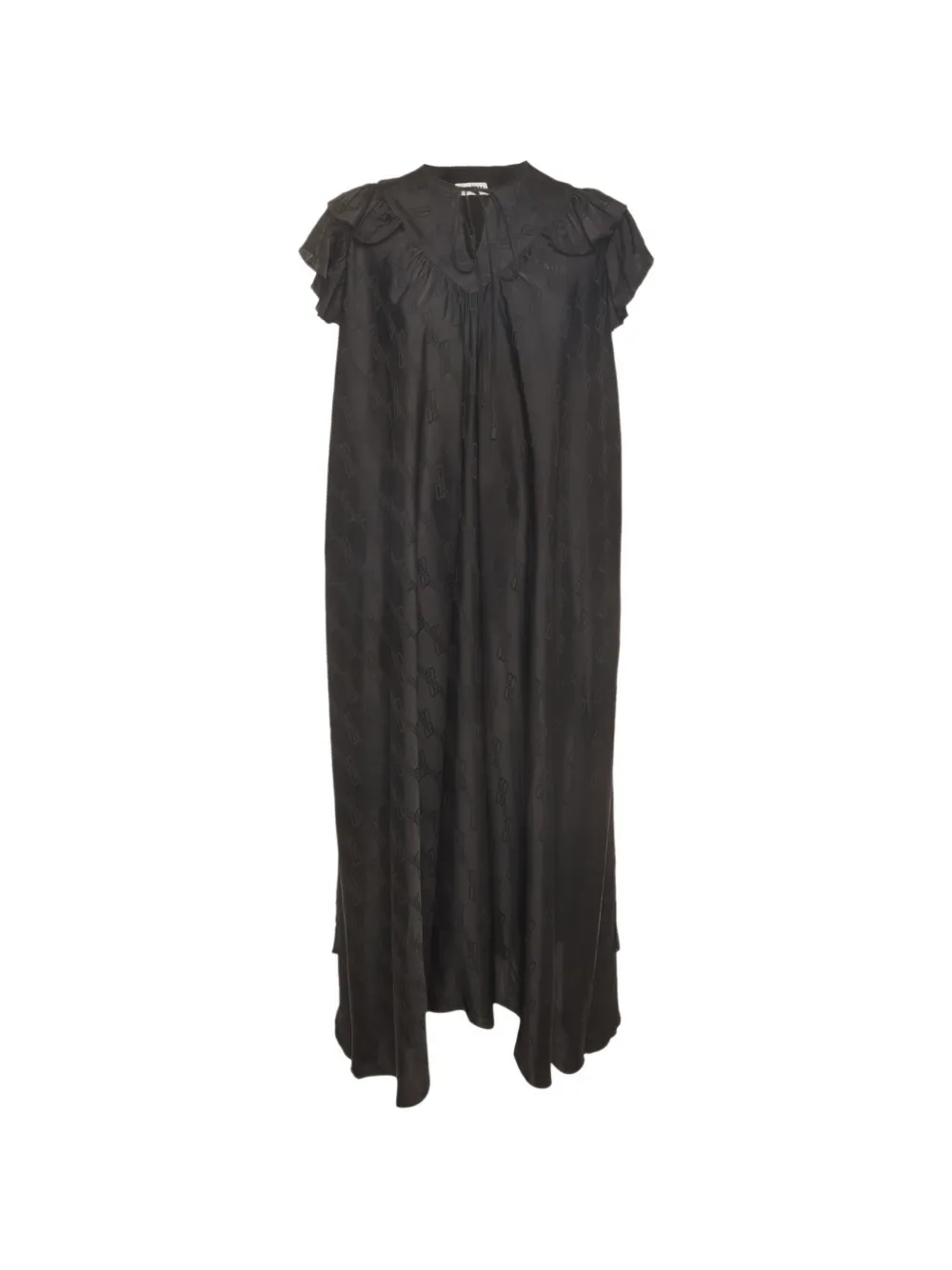 Pre-owned Balenciaga Flou Monogram-jacquard Maxi Dress In Black