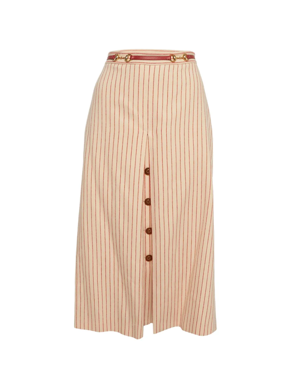 Gucci Pre-Owned Horsebit-detail striped midi skirt - Toni neutri