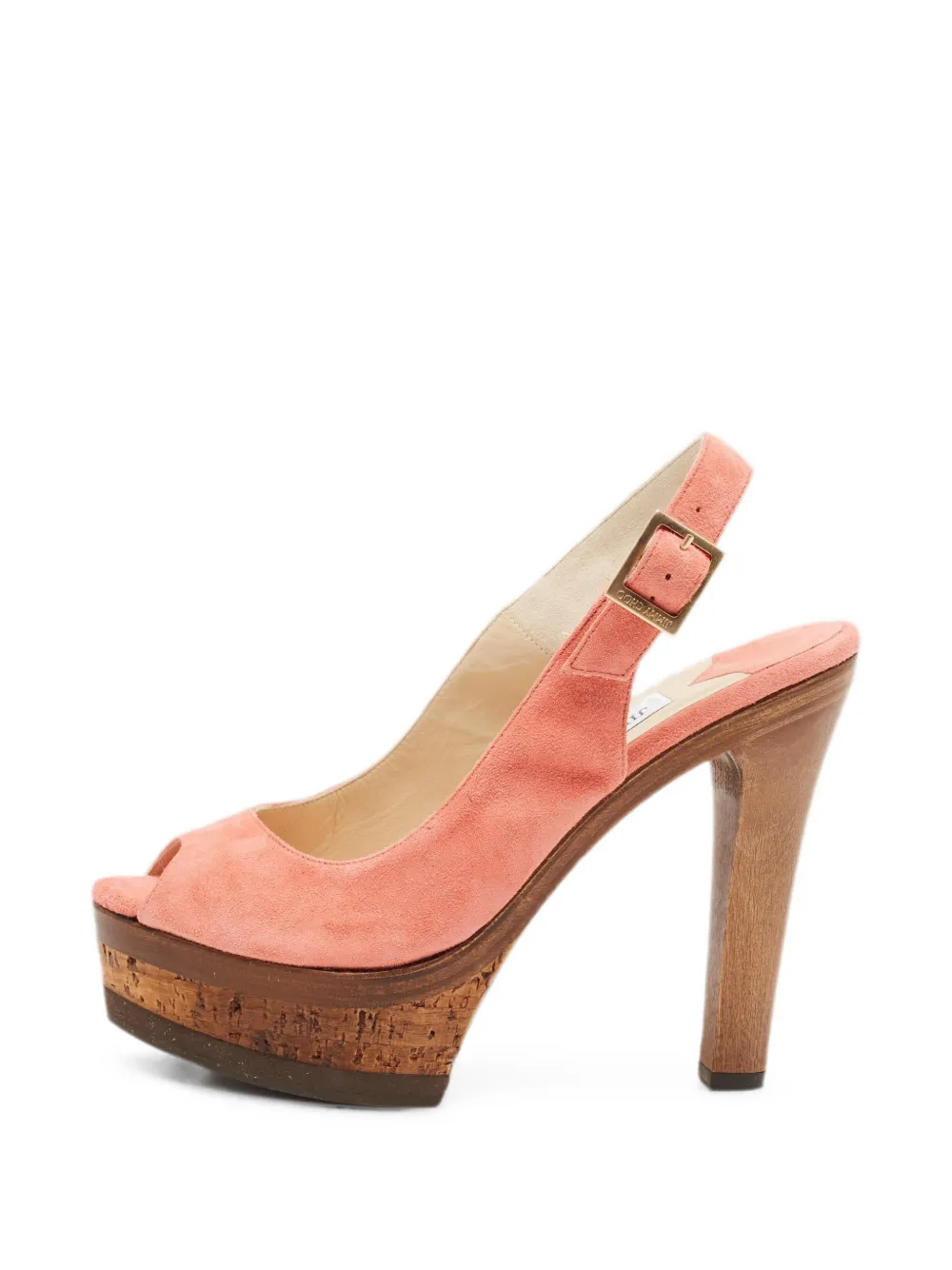 Jimmy Choo Pre-Owned cork-platform slingback suede heeled sandals - Rosa