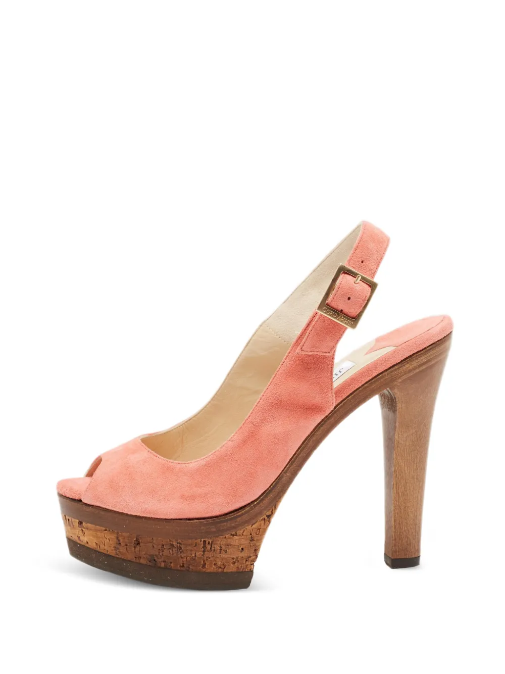 Jimmy Choo Pre-Owned cork-platform slingback suede heeled sandals - Rosa