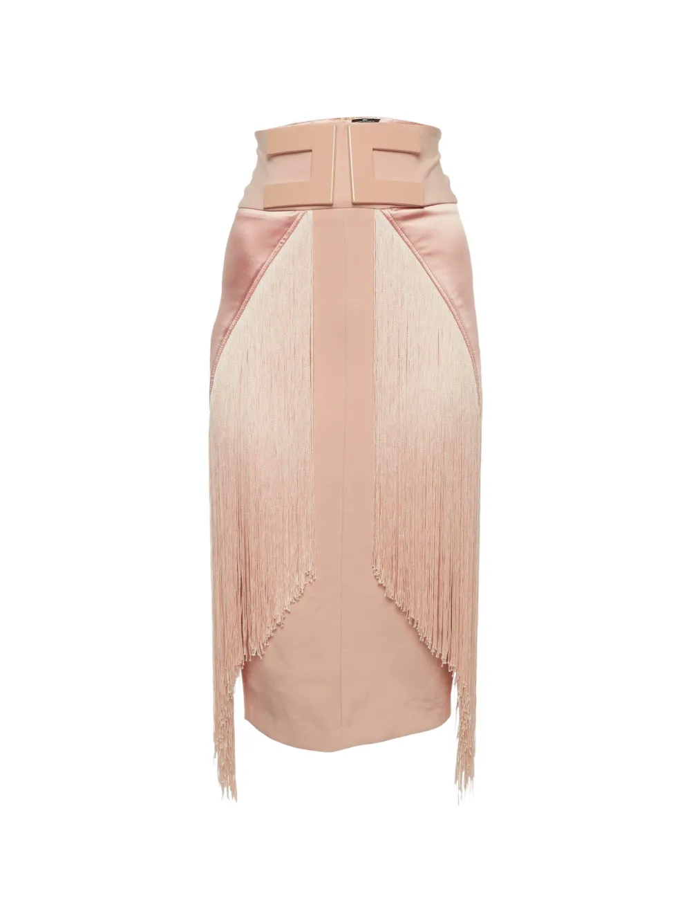 Elisabetta Franchi fringed pencil midi skirt - Rosa