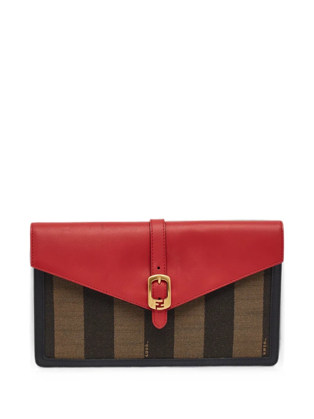 Pre-owned Fendi 2013 Pequin Buckle-fastening Clutch Bag In Red